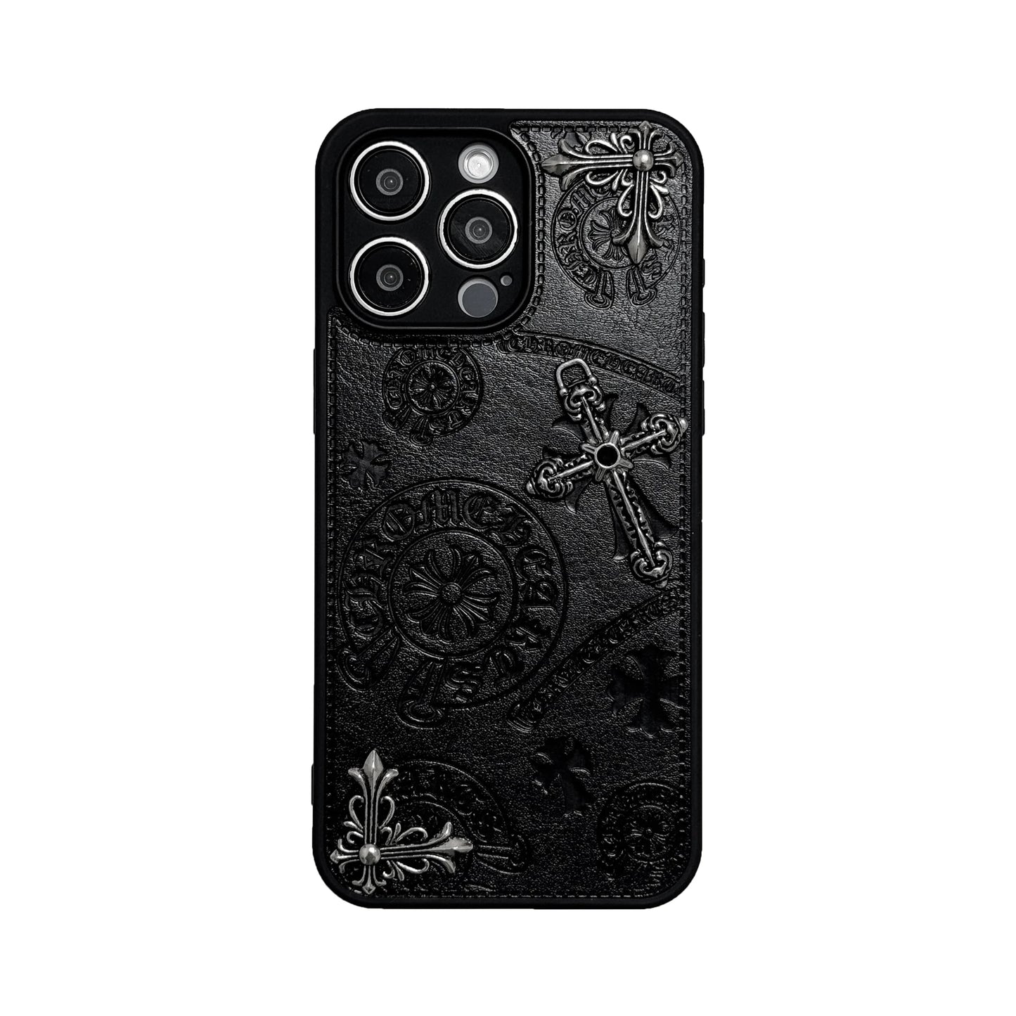 Luxurious Three-dimensional Cross Kroxin PU Leather Printed Grand Phone Case for iPhone 16 15 14 Plus 13Pro Max Protective Cover