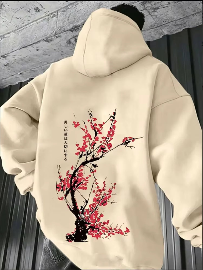 A Japanese Streetwear Harajuku Printed Hoodie for Men, a Sporty, Casual and Fashionable Autumn and Winter Sweatshirt Top