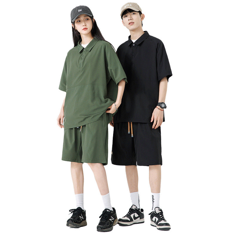 Ultra-thin Draping Ice Silk Polo Collar Men & Women Trendy Couple Suit