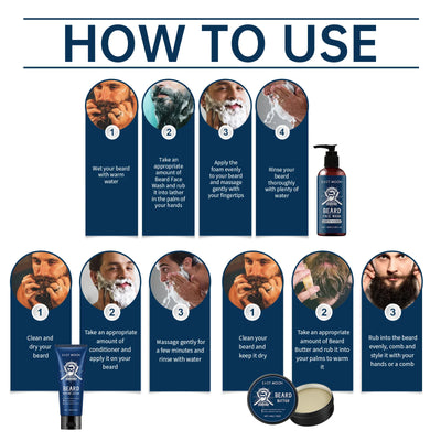 East Moon 1set Men Beard Care Kit Sandalwood Fragrance Moustache Growth Moisturizing Cleansing Improve Fluffy Beard Styling Set