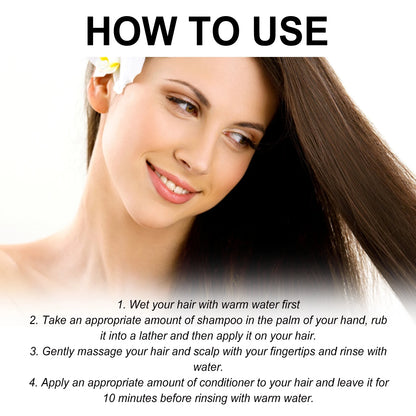 Hoegoa 1set Nourish Hair Care Shampoo Conditioner Set Improve Curly Smooth Hair Strengthen Roots Improve Frizz Hair Care Set