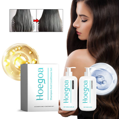 Hoegoa 1set Nourish Hair Care Shampoo Conditioner Set Improve Curly Smooth Hair Strengthen Roots Improve Frizz Hair Care Set