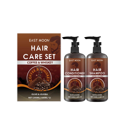 East Moon 1set Coffee Hair Care Set Whiskey Shampoo Conditioner Repair Frizz Split Ends Smooth Hair Nourish Scalp Massage Set