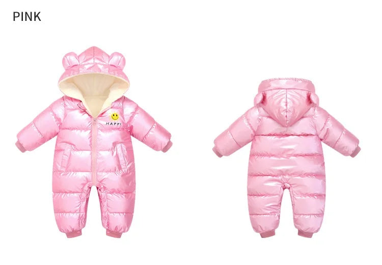 2025 Baby Winter Snowsuit Plus Velvet Waterproof No-wash Baby Boy Jumpsuit Newborn Romper Baby Girl Overalls Infant Coat Clothes