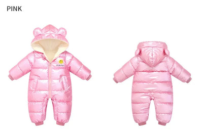 2025 Baby Winter Snowsuit Plus Velvet Waterproof No-wash Baby Boy Jumpsuit Newborn Romper Baby Girl Overalls Infant Coat Clothes