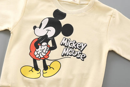 0-4 Age Baby Clothes Mickey Printed Children's Sweatshirt Long Sleeve Tops Loose Fashion Cartoon Autumn Clothing Thin Sweater