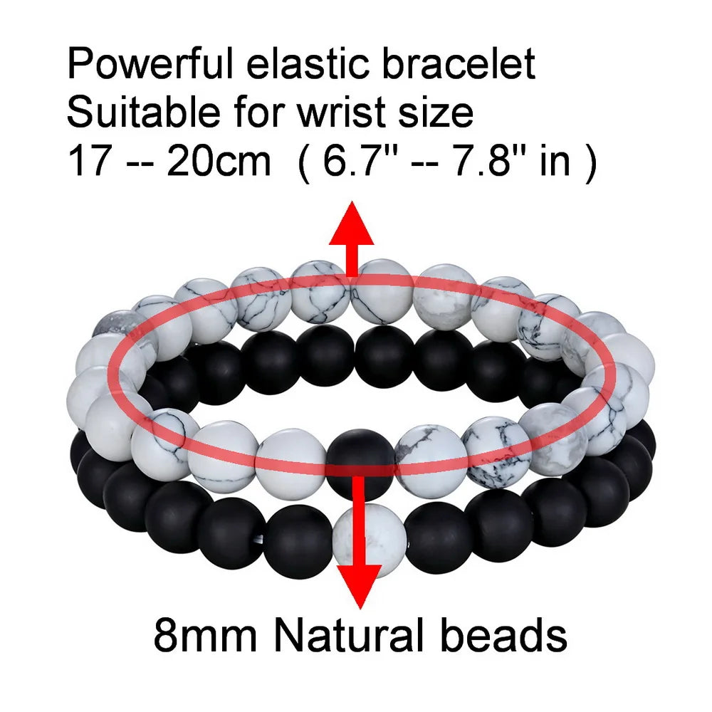 XQNI Various Combination Styles Beaded Bracelets For Men & Women For Couples Jewelry Stretch Elastic Rope DIY Birthday Gift Box