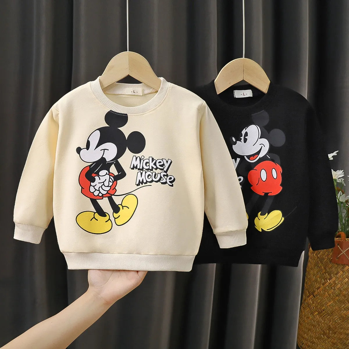 0-4 Age Baby Clothes Mickey Printed Children's Sweatshirt Long Sleeve Tops Loose Fashion Cartoon Autumn Clothing Thin Sweater