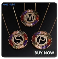 MHS.SUN Round Gold Color Initial Letter Necklace Shell Circle Pendant Necklaces For Women Men Stainless Steel Chain Jewelry Gift