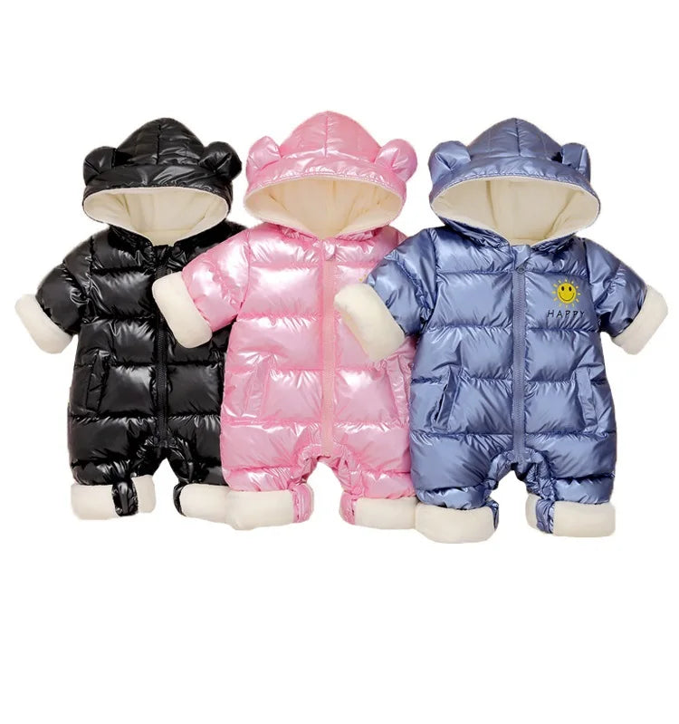 2025 Baby Winter Snowsuit Plus Velvet Waterproof No-wash Baby Boy Jumpsuit Newborn Romper Baby Girl Overalls Infant Coat Clothes