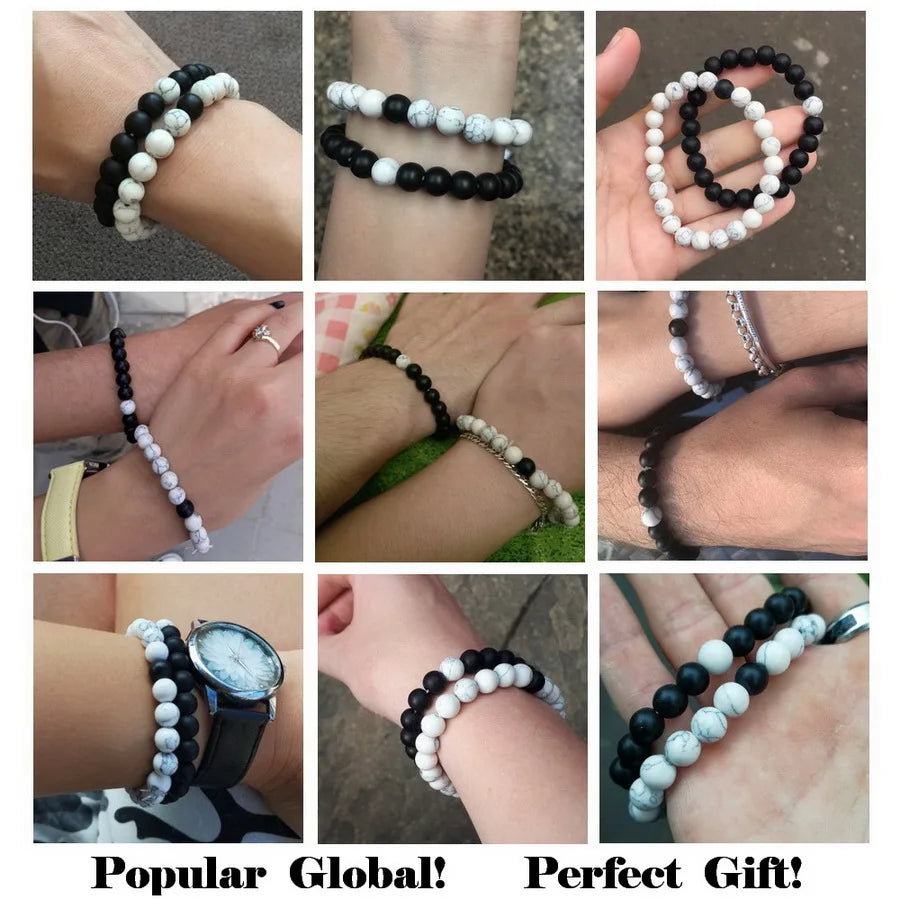 XQNI Various Combination Styles Beaded Bracelets For Men & Women For Couples Jewelry Stretch Elastic Rope DIY Birthday Gift Box