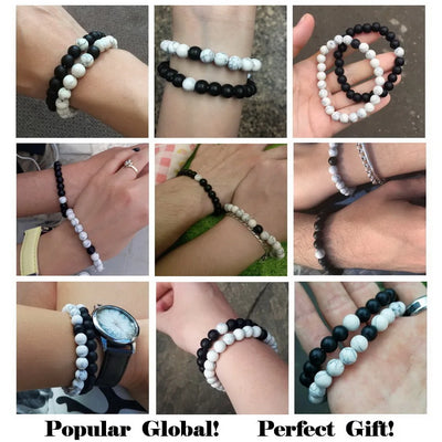 XQNI Various Combination Styles Beaded Bracelets For Men & Women For Couples Jewelry Stretch Elastic Rope DIY Birthday Gift Box