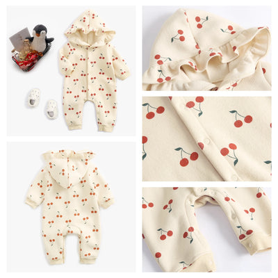 Sanlutoz Winter Long Sleeve Infants Jumpsuits Hooded Baby Girls Rompers Cute Toddler Clothing