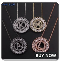 MHS.SUN Round Gold Color Initial Letter Necklace Shell Circle Pendant Necklaces For Women Men Stainless Steel Chain Jewelry Gift