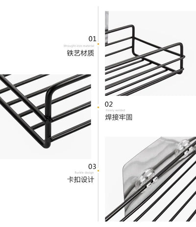 Japanese-style wrought iron bathroom shelf wall-mounted shower gel storage rack toilet free punch toiletry stand