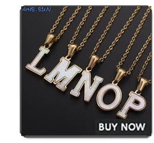 MHS.SUN Round Gold Color Initial Letter Necklace Shell Circle Pendant Necklaces For Women Men Stainless Steel Chain Jewelry Gift