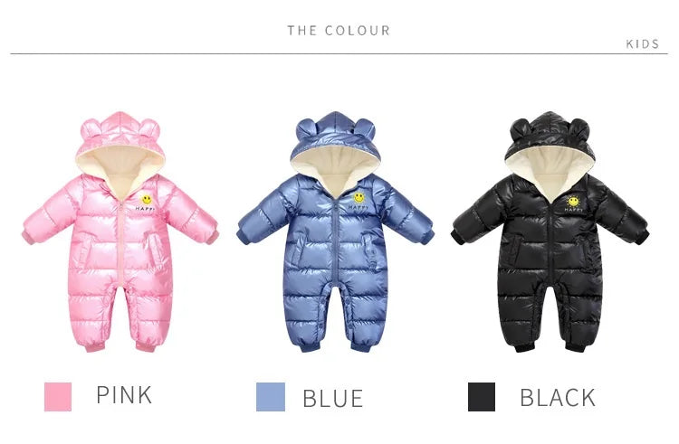 2025 Baby Winter Snowsuit Plus Velvet Waterproof No-wash Baby Boy Jumpsuit Newborn Romper Baby Girl Overalls Infant Coat Clothes