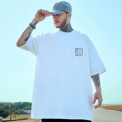 Fashion Brand Short Sleeve Men's Loose plus Size Oversize High Street Hip Hop Summer Pure Cotton Couple Wear Half Sleeve T-Shirt
