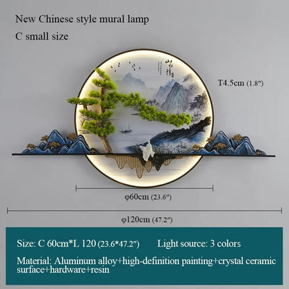 ANITA Modern LED Wall Picture Light Inside Creative Chinese Pine Landscape Mural Sconces Lamp for Home Living Bedroom Study