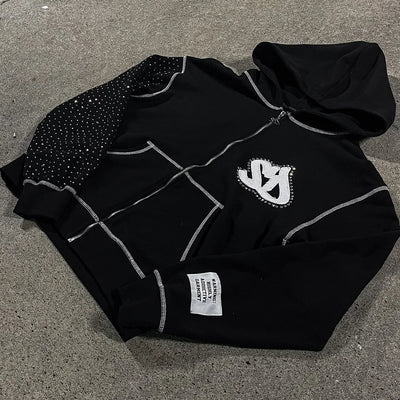 Y2k Streetwear Retro Men Embroidery Personalized Diamond Oversized Hoodie Men Women Harajuku Gothic Casual Sweatshirt