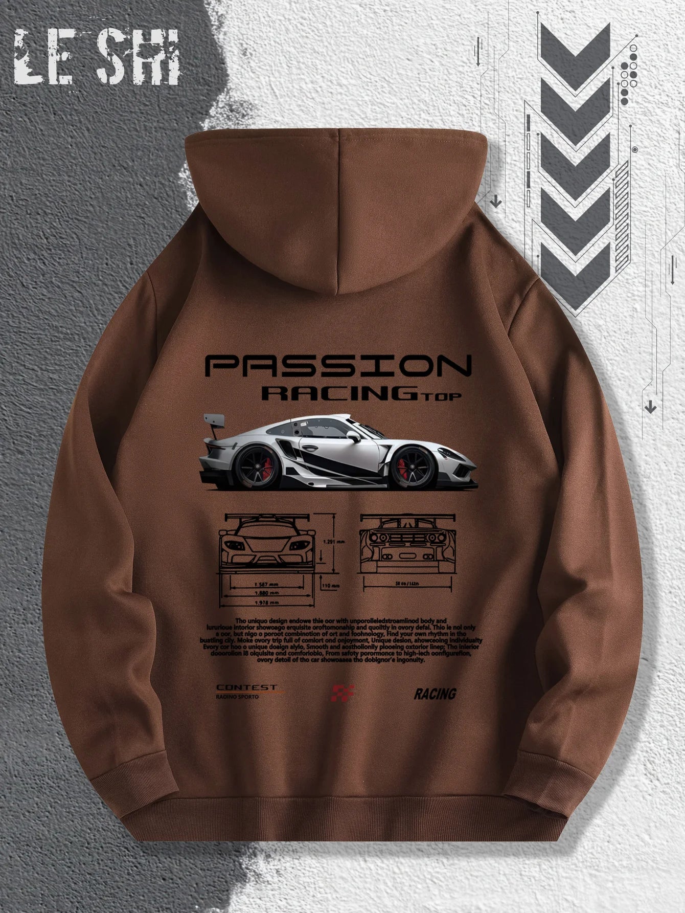 Men'S Passionate Racing Graphic Hoodie Featuring Race Cars and Sports Car Illustrations, Perfect for Everyday Wear