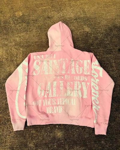 Casual Fashion Harajuku Letter Print Oversized Zipper Hoodie Men Y2K 2025 New American Hip-hop Rock Retro Loose Sweatshirt Women