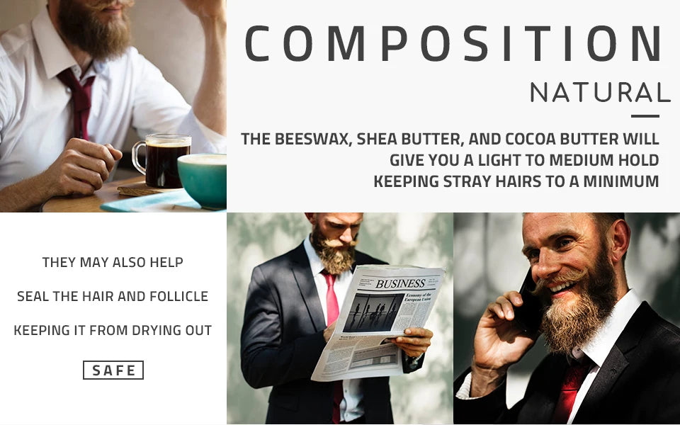 Original Lanthome Beard Balm Conditioner Oil for Growth Grooming Care Organic Moustache Treatment Moustache Wax For Men Hair