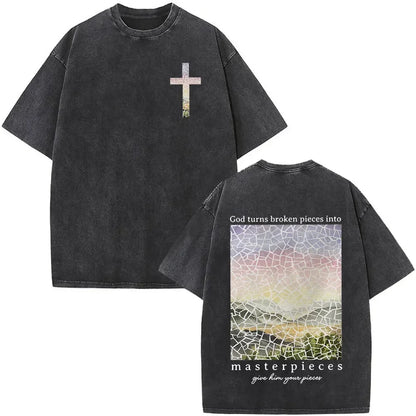 Christian Jesus Faith Over Fear Bible Verse Washed T-shirts Men Women Fashion Vintage Oversized T Shirts Harajuku Cotton T-shirt