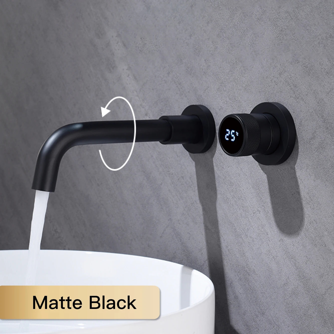 Black brass bathroom faucet Hidden intelligent digital display design Single handle 2 hole Cold & Hot dual-control basin faucet