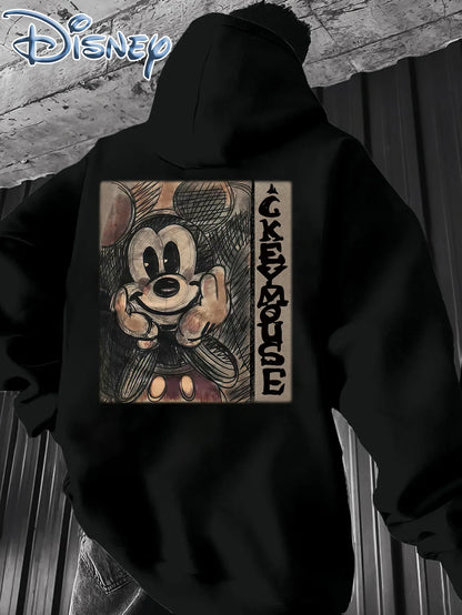 Disney Mickey Mouse Printed Men's Hoodie for Autumn and Winter, Warm and Comfortable, Fashionable and Trendy Hoodie