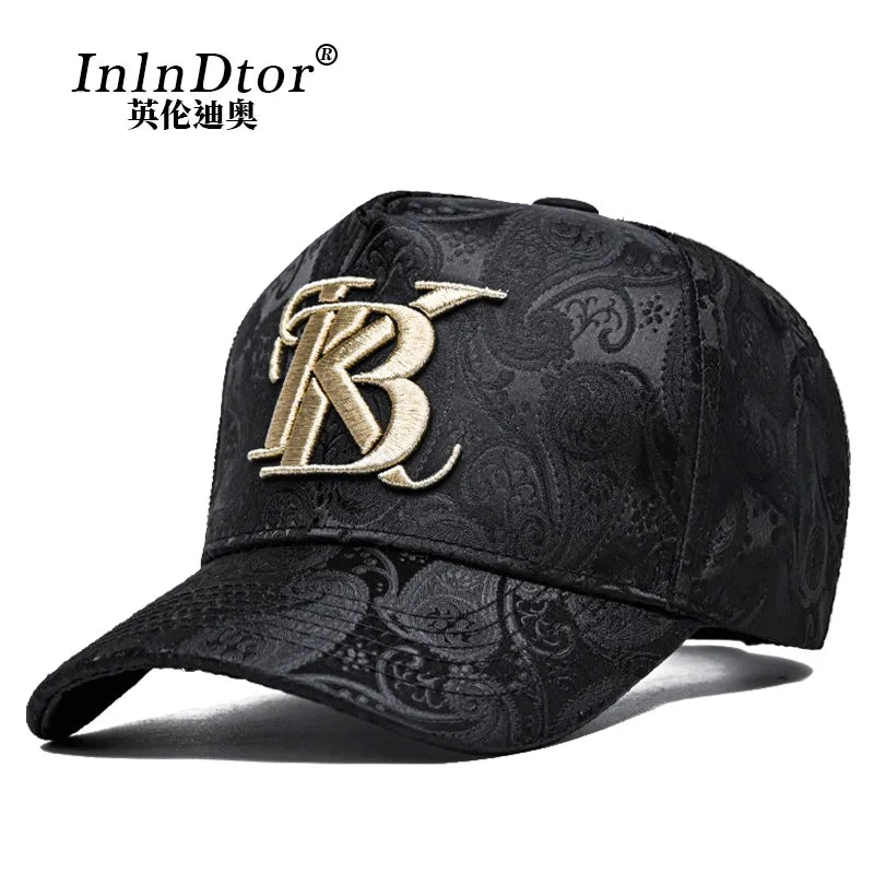 2024 Fashion Embroidery High top Baseball Cap Men's cashew print outdoor casual Cap face Trim four seasons