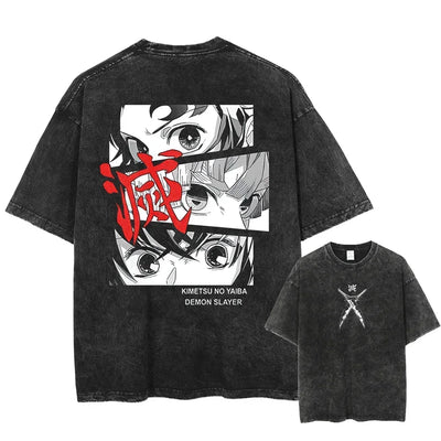 Demon Slayer Uzui Tengen Anime T Shirt Men Cotton Vintage Washed Tshirt Women Oversized Harajuku Streetwear Tshirt Casual Tops