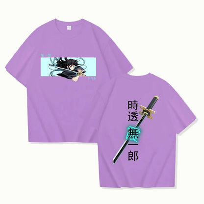 New Anime Tokitou Muichirou Print T Shirt Women Men Short Sleeve Tops Tees Summer Fashion Loose Casual T-shirt