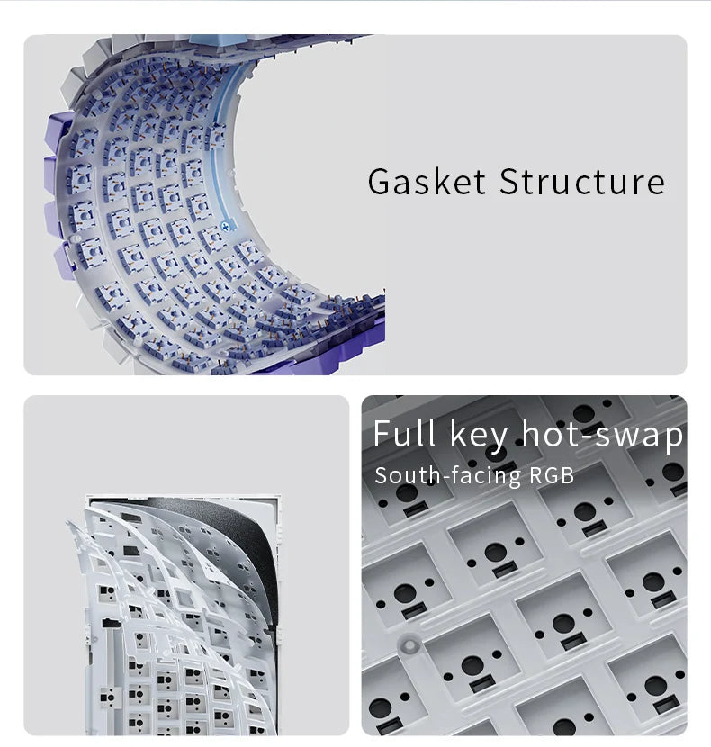 Ajazz AK820/AK820Pro Gaming Mechanical Keyboard Bluetooth 5.1/Wireless/C-Wired Customized Keyboard with Knob Hot Swapping Gasket