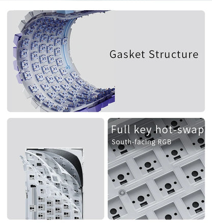 Ajazz AK820/AK820Pro Gaming Mechanical Keyboard Bluetooth 5.1/Wireless/C-Wired Customized Keyboard with Knob Hot Swapping Gasket