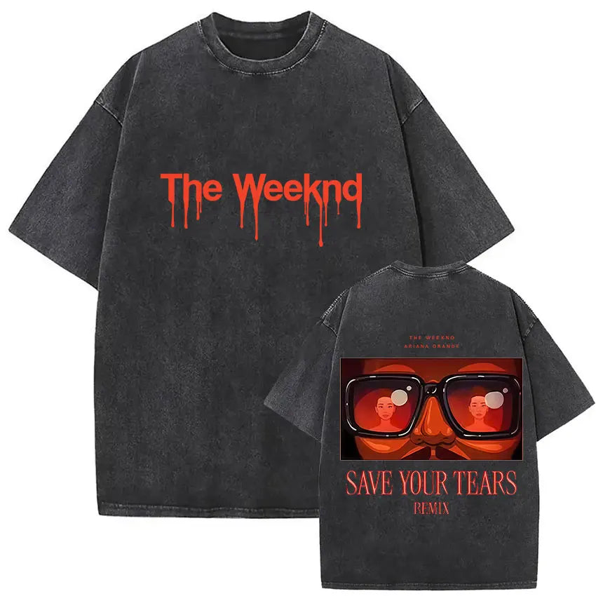The Weeknd XO Tour 2025 Vintage Washed T Shirt Men's Women Pop Music Short Sleeve T-Shirts Rap Hip Hop Gothic Clothing T-shirts