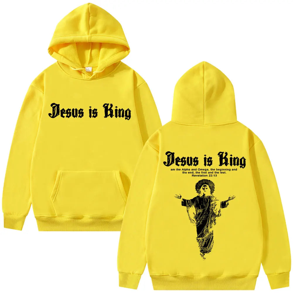 Jesus Is King Graphic Hoodie Christian Religious Clothes Men Women Fashion Gothic Rock Sweatshirt Hip Hop Oversized Streetwear