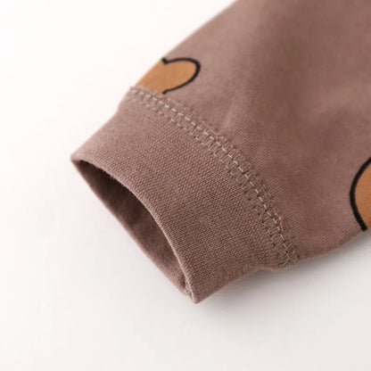 0-3Y High Waist Unisex Baby Pajama Suit Toddler Boys Cute Bear Sleep Wear Infant Pajama Girls Cartoon Print Night Wear