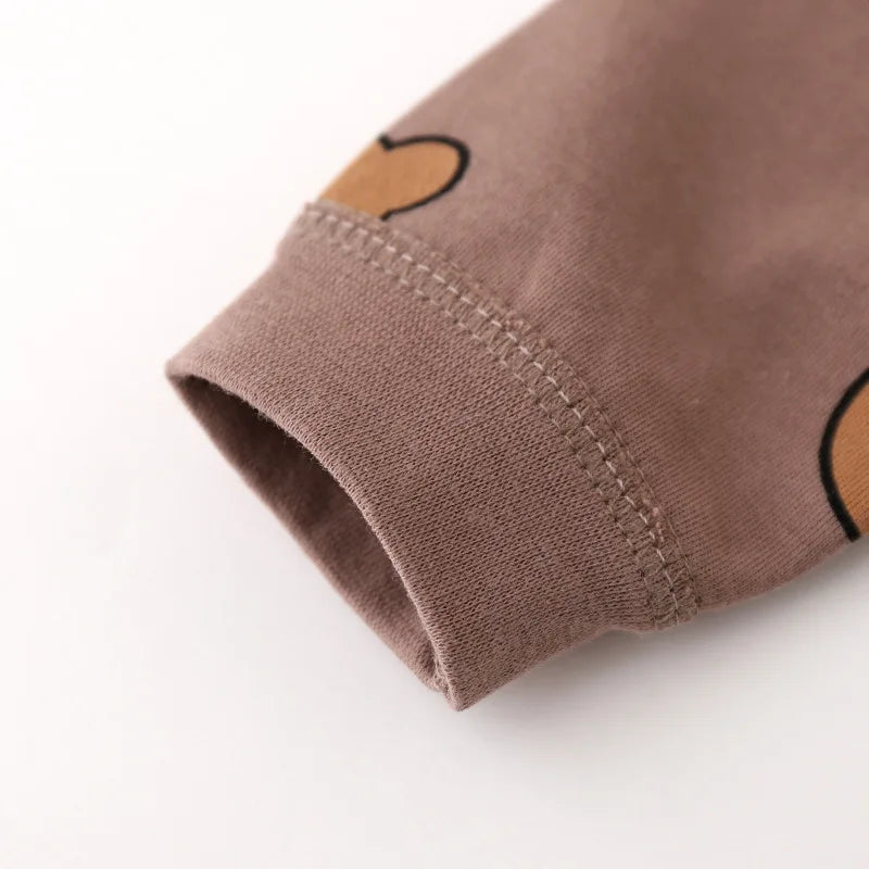 0-3Y High Waist Unisex Baby Pajama Suit Toddler Boys Cute Bear Sleep Wear Infant Pajama Girls Cartoon Print Night Wear
