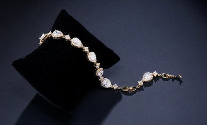ZAKOL Classic Geometric Water Drop CZ Bracelet for Women Bridal Gorgeous Buling Zircon Party Wedding Jewelry