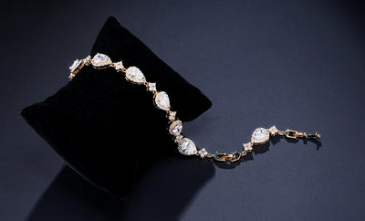ZAKOL Classic Geometric Water Drop CZ Bracelet for Women Bridal Gorgeous Buling Zircon Party Wedding Jewelry