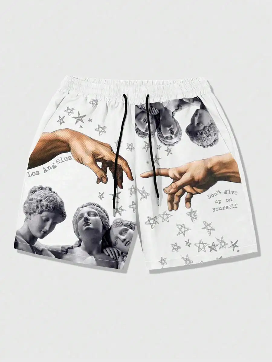 Men's casual 3D printed shorts, summer new men's beach shorts, lightweight and breathable fashionable shorts