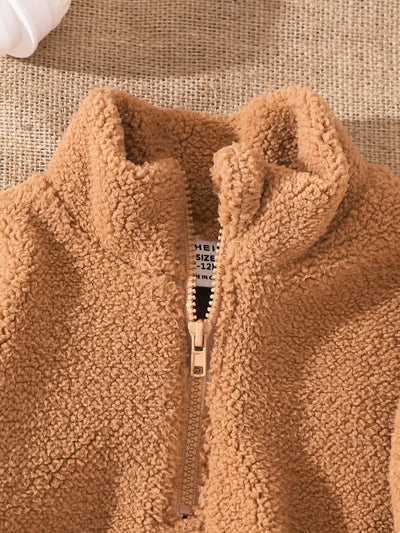 The Military Green Plush Sweatshirt For Baby Boys In Autumn And Winter Is Warm Soft Casual And Comfortable