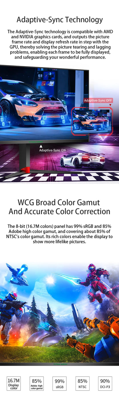 TITAN ARMY 27 inch FHD 240Hz FAST IPS  1ms response computer game monitor colorful backlight rotary lifting base