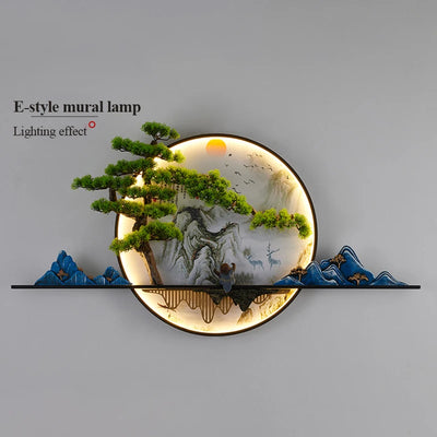 PLLY Modern Wall Picture Light Inside Creative Chinese Landscape Mural Sconces Lamp LED for Home Living Bedroom Study