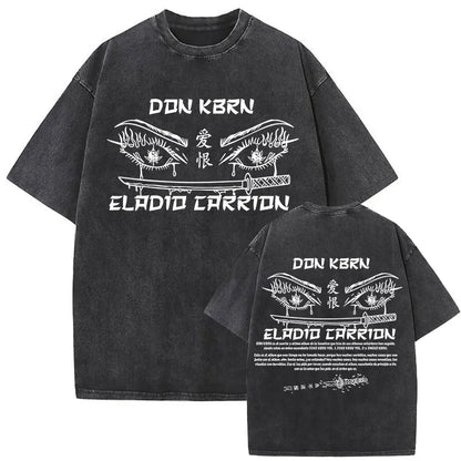 Limited Rapper Eladio Carrion Album Cover Washed Vintage T-shirt Summer Men Women Hip Hop Oversized Street Crewneck T Shirt Tops