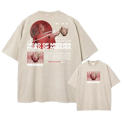 Y2k Acid Washed T Shirt Women Vintage Cotton T-shirts Harajuku Gothic Streetwear Soft Tees Girl Loose Fashion Print Tops Unisex