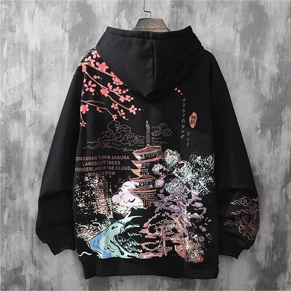 Japanese Style Dragon 3d Print Hoodie Men Women Fashion Full Sleeve Oversized Hoodies Sweatshirt Men Clothes Floral Tracksuit