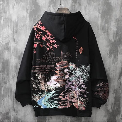 Japanese Style Dragon 3d Print Hoodie Men Women Fashion Full Sleeve Oversized Hoodies Sweatshirt Men Clothes Floral Tracksuit