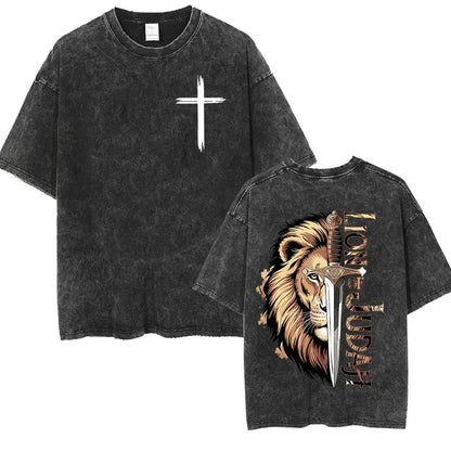 Vintage Washed Christian Aesthetic T Shirt Jesus Harajuku Fashion Short Sleeve T-shirts Men Women Casual O-Neck Clothing T-shirt